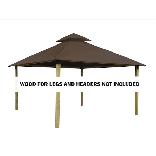 Acacia 14 sq. ft. Gazebo Roof Framing & Mounting Kit with Stone Outdura Canopy AGOK14- STONE - main